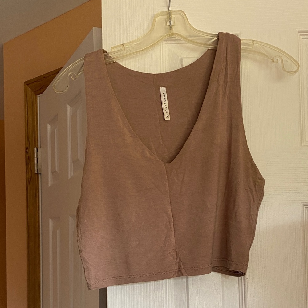 Lulu's Tan V-Neck Tank Top